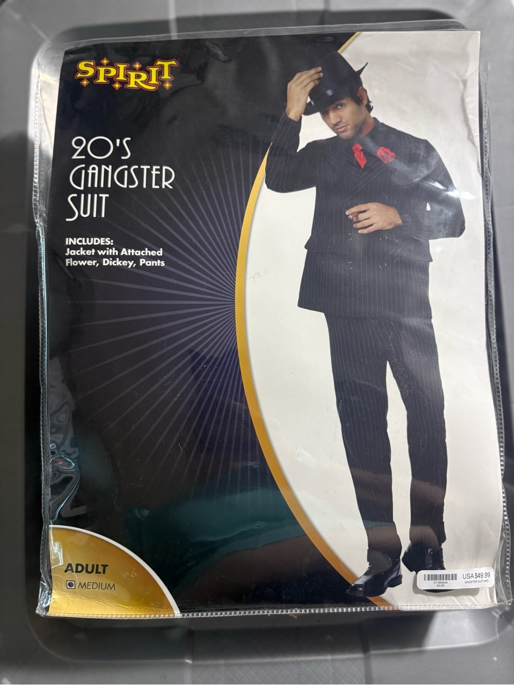 Spirit Black Pinstripe 1920s Gangster Suit with Red Accents